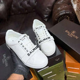 Balmain Men's Logo Strap Leather Sneakers | Luxury Designer Trainers